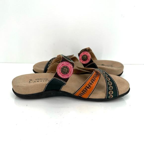 L'Artiste by Spring Step Glendora women’s leather slide sandals shoes. - Picture 7 of 9